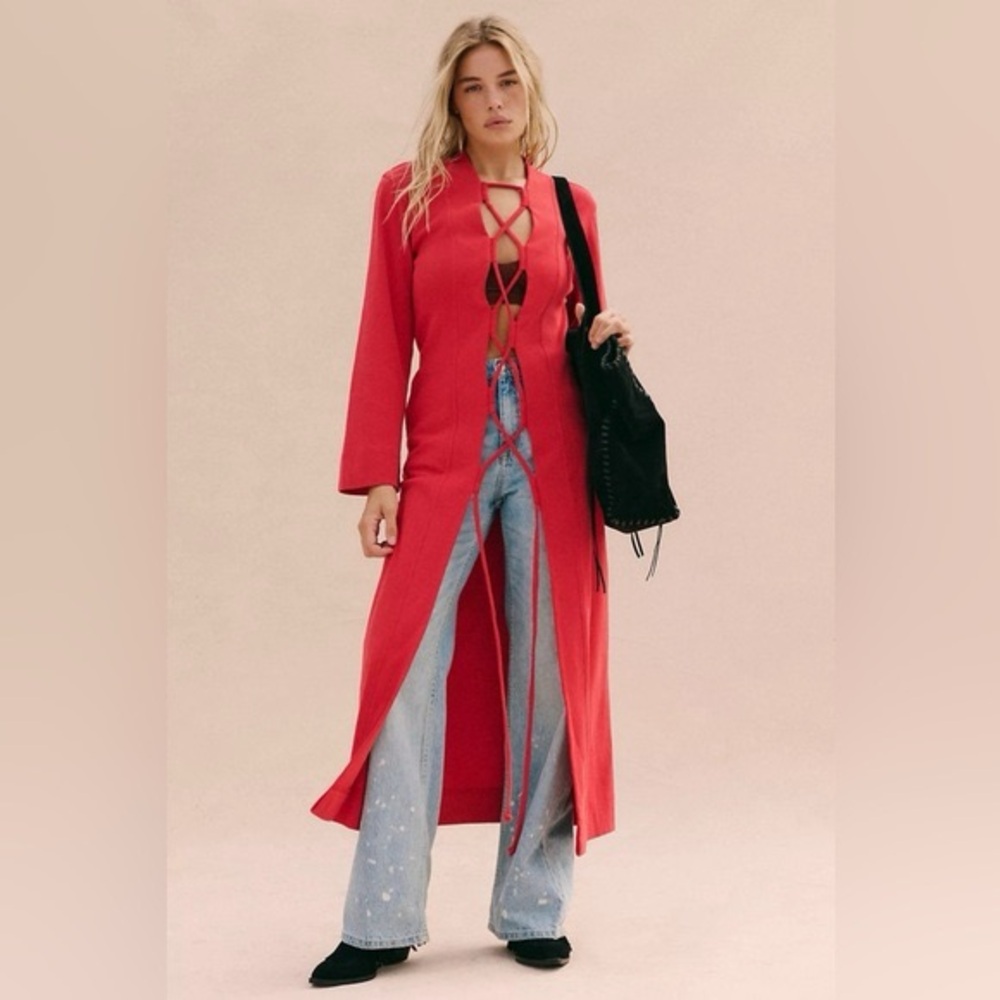 Free People Long Sleeve Lace-Up Cardigan